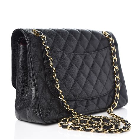 chanel jumbo so black caviar|CHANEL Caviar Quilted Jumbo Double Flap Black.